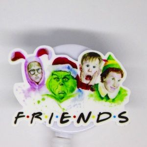 Christmas Friends Badge Reel ID card Holder Grinch Kevin Buddy Elf Ralphie Bunny